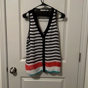 Multi color striped see through tank top